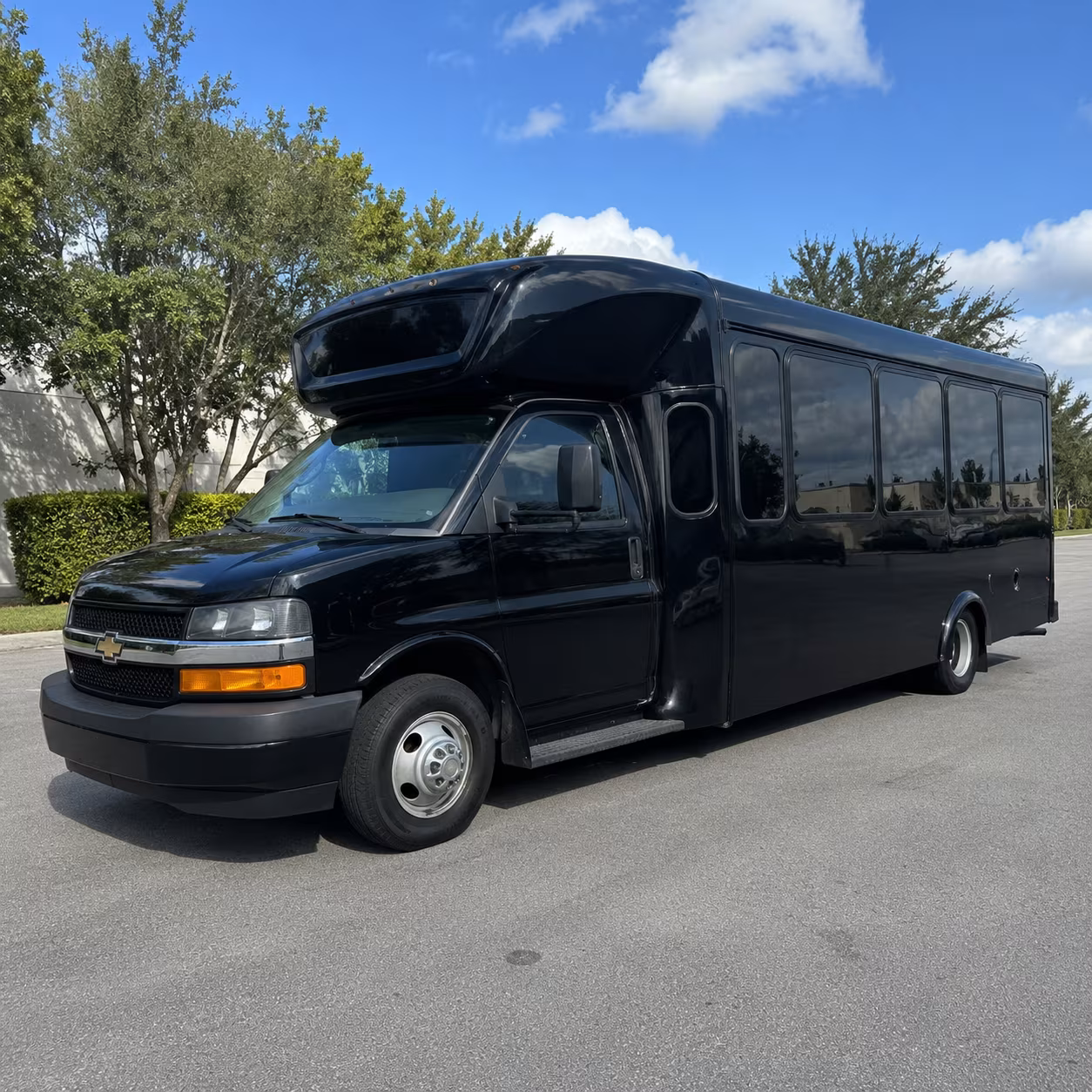 Passenger watching the Orlando scenery during a regional party bus road trip