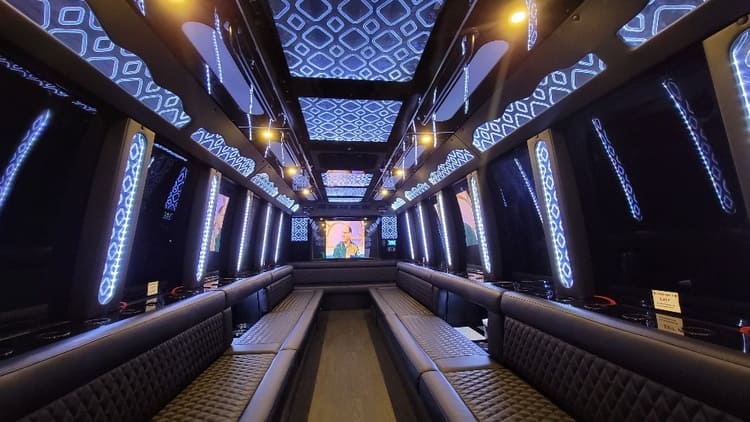 Sunrise 40 Passenger Limo Bus Interior